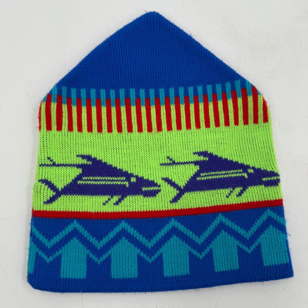 Wigwam Shark Knit Beanie Hat Blue Lime Green Red Adult‎ One Size